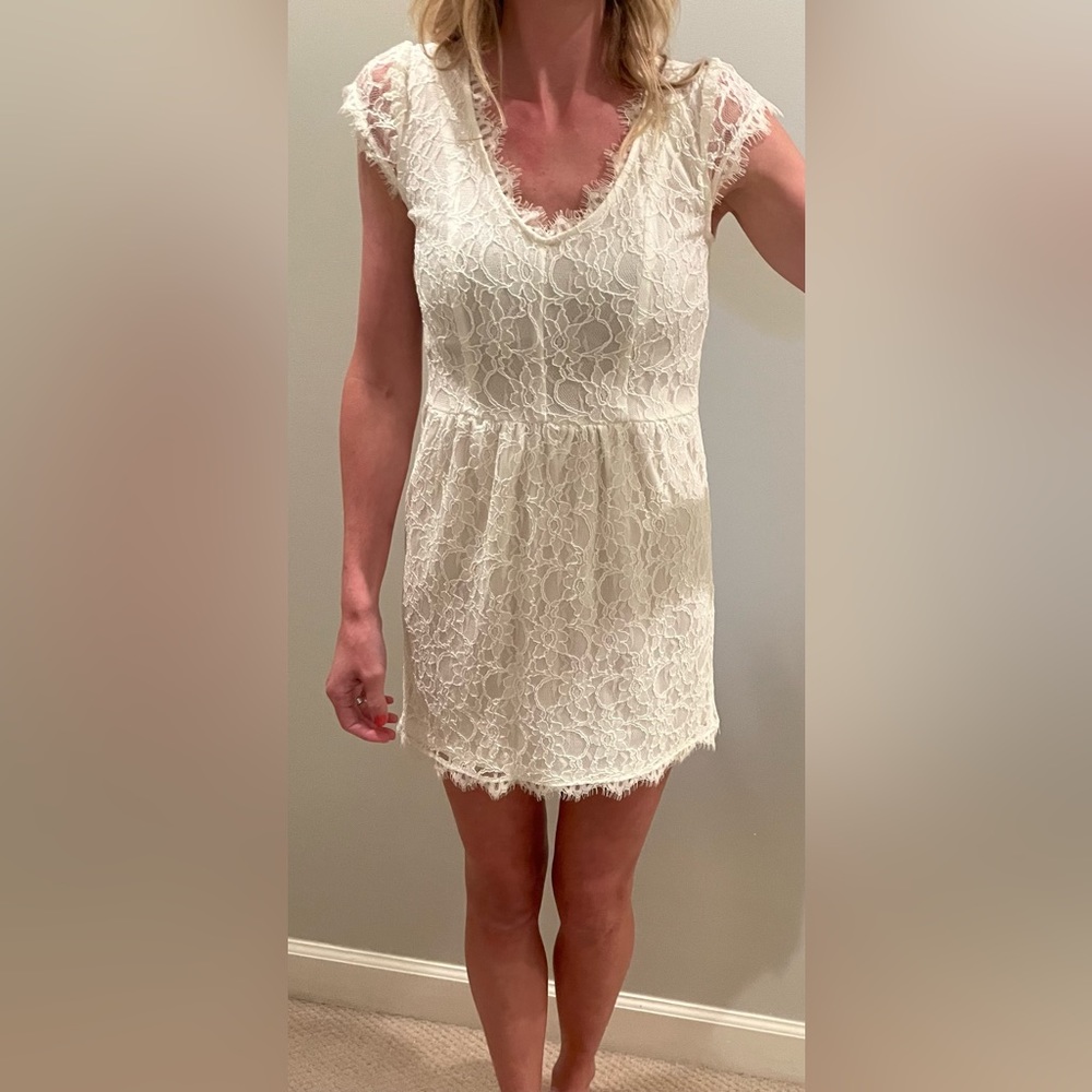 OOTD White/Ivory Lace Mini Dress